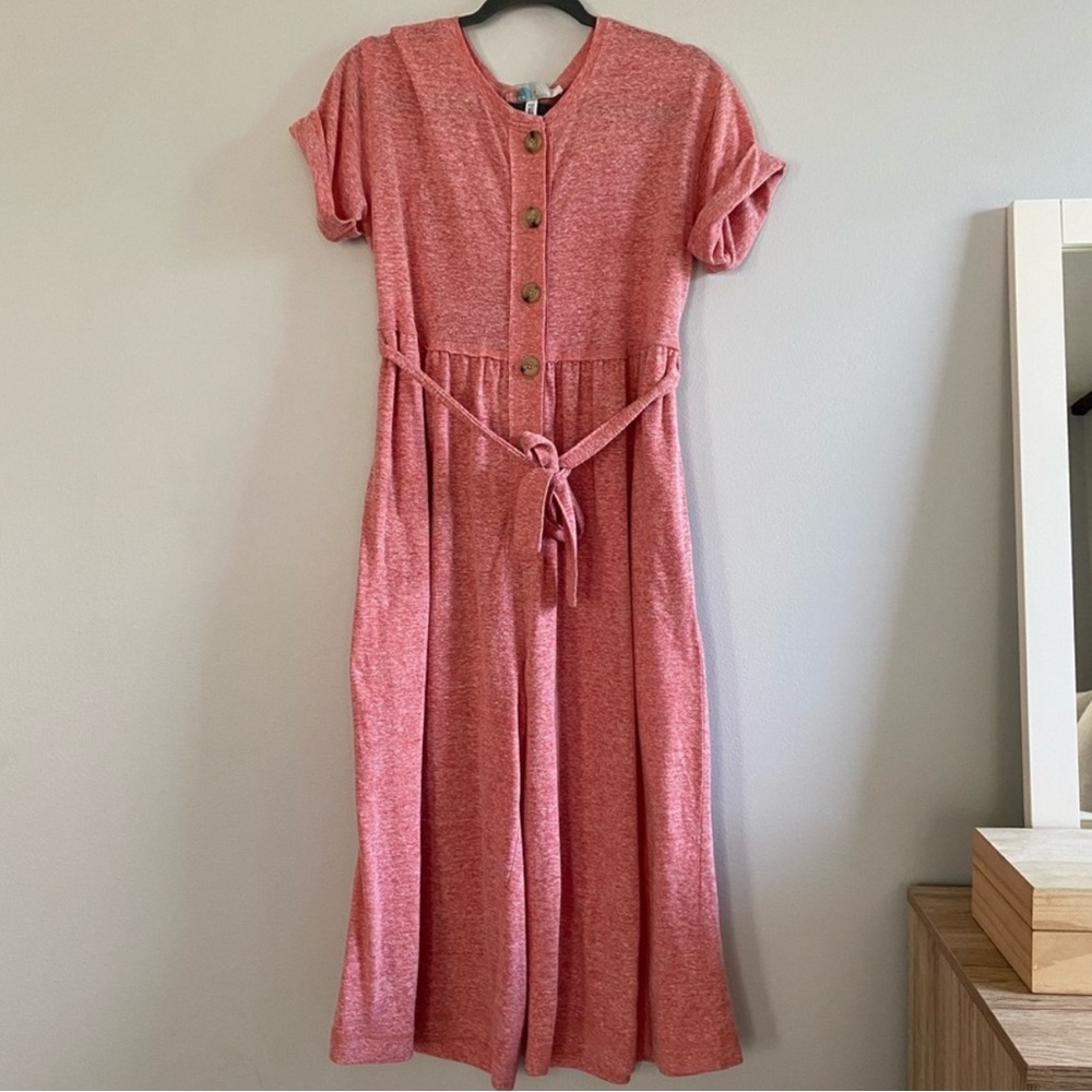 Free People Heather Rose Pink Jumpsuit with Button Front